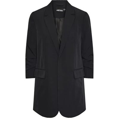 PIECES lång blazer för kvinnor, svart, S PIECES lång blazer för kvinnor, svart, S