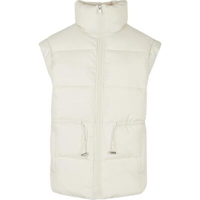 Urban Classics Damer Waisted Puffer Vest Jacka för kvinnor, Whitesand, M Urban Classics Damer Waisted Puffer Vest Jacka för kvinnor, Whitesand, M