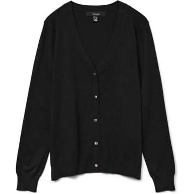 VERO MODA VMSILJE LS V-hals cardigan GA NOOS, svart, XS VERO MODA VMSILJE LS V-hals cardigan GA NOOS, svart, XS
