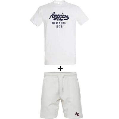 AMERICAN COLLEGE USA Uppsättning av 2 stycken T-shirt + Shorts Unisex Vuxen, Vit, L AMERICAN COLLEGE USA Uppsättning av 2 stycken T-shirt + Shorts Unisex Vuxen, Vit, L