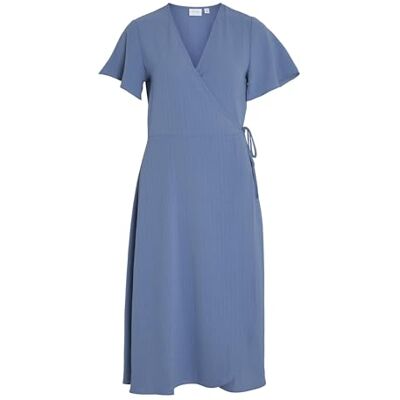 Vila Vilovie S/S Wrap midi klänning Noos klänning, Koronettblå, 34 Vila Vilovie S/S Wrap midi klänning Noos klänning, Koronettblå, 34