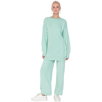 Trendyol Dam dam platt vävd blygsam topp botten set koordinerad outfit, mynta, M, Mint, M Trendyol Dam dam platt vävd blygsam topp botten set koordinerad outfit, mynta, M, Mint, M