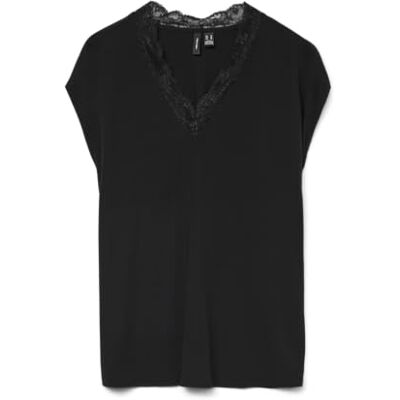 VERO MODA VMBELLA SL LACE TOP WVN GA NOOS, svart, XL VERO MODA VMBELLA SL LACE TOP WVN GA NOOS, svart, XL
