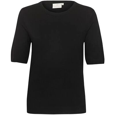 KAFFE stickad tröja kalizza damtröja kortärmad ledig rund hals basic stickad tröja ledig tröja, Svart djup, XS KAFFE stickad tröja kalizza damtröja kortärmad ledig rund hals basic stickad tröja ledig tröja, Svart djup, XS