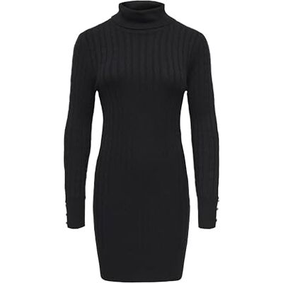 ONLY Onllouis Ls polotröja Cable Dress at KNT, svart, XS ONLY Onllouis Ls polotröja Cable Dress at KNT, svart, XS