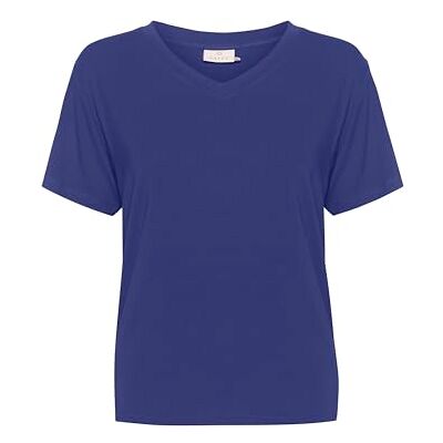 KAFFE T-shirt för kvinnor casual passform korta ärmar V-hals hip längd jersey T-shirt, Beacon Blue, M KAFFE T-shirt för kvinnor casual passform korta ärmar V-hals hip längd jersey T-shirt, Beacon Blue, M
