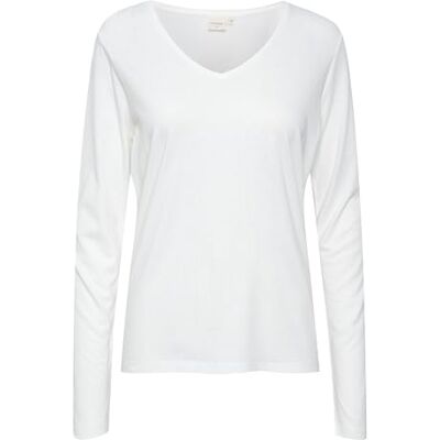 Cream dam T-shirt Tröja T-shirt V-hals Långa Ärmar Vanlig Passform Höftlängd T-shirt Cream dam T-shirt Tröja T-shirt V-hals Långa Ärmar Vanlig Passform Höftlängd T-shirt