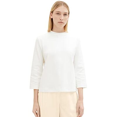 TOM TAILOR Dam-t-shirt med 3/4-arm och ståkrage, 10315-whisper white, XXL TOM TAILOR Dam-t-shirt med 3/4-arm och ståkrage, 10315-whisper white, XXL
