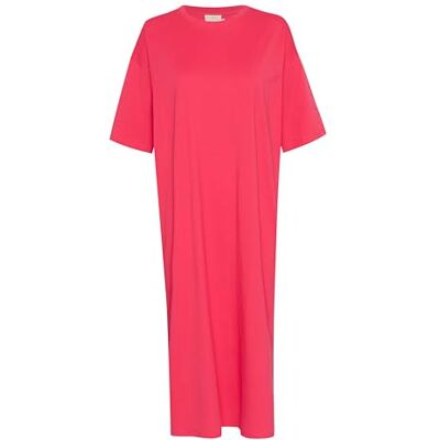 KAFFE Dam T-shirt klänning överdimensionerad passform halv ärmar rund hals maxi längd, hallon, XS KAFFE Dam T-shirt klänning överdimensionerad passform halv ärmar rund hals maxi längd, hallon, XS