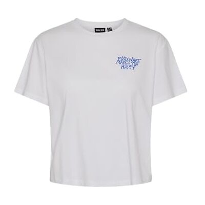 PIECES Pcnessie Ss tryckt T-shirt Bc, Ljus vit/tryck: hitta vad som gör dig lycklig, S PIECES Pcnessie Ss tryckt T-shirt Bc, Ljus vit/tryck: hitta vad som gör dig lycklig, S