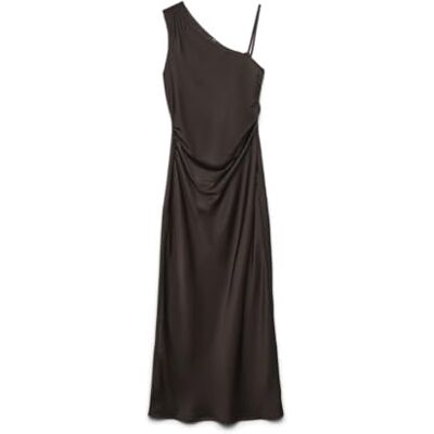 VERO MODA Vmnini CIA One Shoulder 7/8 Dress WVN Ga, Choklad tårta, S VERO MODA Vmnini CIA One Shoulder 7/8 Dress WVN Ga, Choklad tårta, S