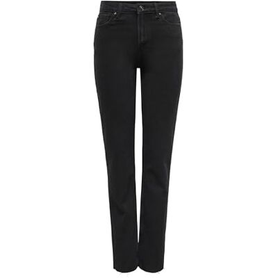 ONLY Straight-Fit för kvinnor, Svart denim, 25W x 32L ONLY Straight-Fit för kvinnor, Svart denim, 25W x 32L