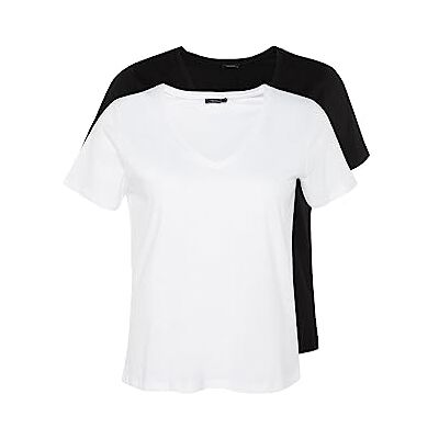 Trendyol Dam dam normal standard v-hals stickad plusstorlek T-shirt, flerfärgad, XL, Flerfärgad, XL Trendyol Dam dam normal standard v-hals stickad plusstorlek T-shirt, flerfärgad, XL, Flerfärgad, XL