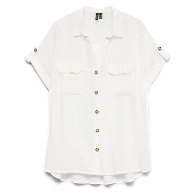 VERO MODA Vmbumpy S/S Shirt WVN Ga Noos, Vit, M VERO MODA Vmbumpy S/S Shirt WVN Ga Noos, Vit, M