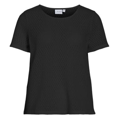 Vila Vimine O-Neck S/S topp, Svart skönhet, S Vila Vimine O-Neck S/S topp, Svart skönhet, S