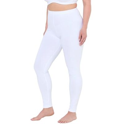 Ulla Popken dam, bomull, smal, elastisk linning leggings, Snövit, 50W / 32L Ulla Popken dam, bomull, smal, elastisk linning leggings, Snövit, 50W / 32L