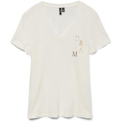VERO MODA Vmeda Vanessa Ss Top Box JRS Ga, Snövit, XL VERO MODA Vmeda Vanessa Ss Top Box JRS Ga, Snövit, XL
