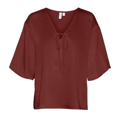 VERO MODA VMRIVER 2/4 V-hals TOP WVN BTQ GA, Eldtegel, S VERO MODA VMRIVER 2/4 V-hals TOP WVN BTQ GA, Eldtegel, S