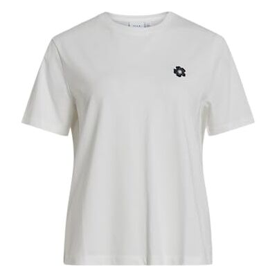 Vila Visybil Flower O-Neck S/S T-shirt, Snövit, M Vila Visybil Flower O-Neck S/S T-shirt, Snövit, M