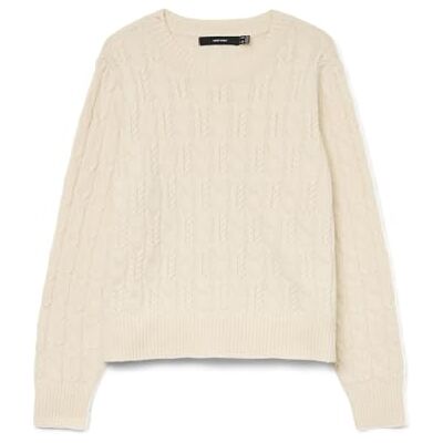 VERO MODA Vmaries Ls O-hals kabel tröja Bf, Björk, XS VERO MODA Vmaries Ls O-hals kabel tröja Bf, Björk, XS
