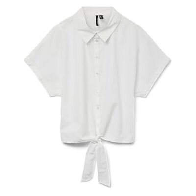 VERO MODA dam Vmfanni Ss Short Tie Shirt WVN Ga, Ljus vit, L VERO MODA dam Vmfanni Ss Short Tie Shirt WVN Ga, Ljus vit, L