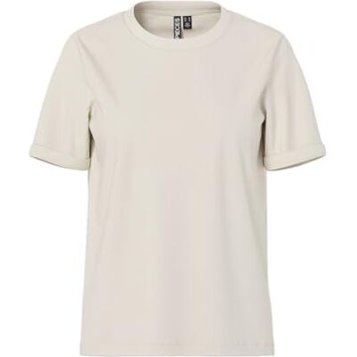 PIECES Ria Short Folded Sleeve Essential T-shirt, Björk, L PIECES Ria Short Folded Sleeve Essential T-shirt, Björk, L