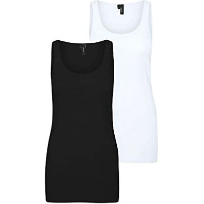 VERO MODA Damlinne VMMAXI My Soft Long Tank Top 2-pack, Svart/förpackning: ljus vit, XXL VERO MODA Damlinne VMMAXI My Soft Long Tank Top 2-pack, Svart/förpackning: ljus vit, XXL