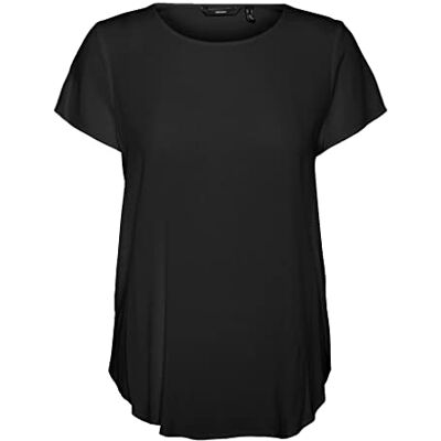 VERO MODA Becca Plain kortärmad topp, svart, L VERO MODA Becca Plain kortärmad topp, svart, L