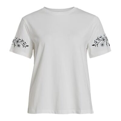 Vila Visybil Flower O-Neck S/S T-shirt, Snövit, M Vila Visybil Flower O-Neck S/S T-shirt, Snövit, M