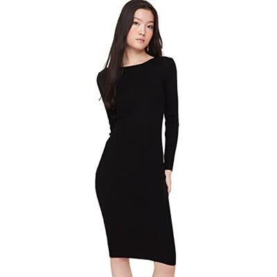 Trendyol Dam Midi Bodycon Regular fit tröja klänning, svart, M Trendyol Dam Midi Bodycon Regular fit tröja klänning, svart, M