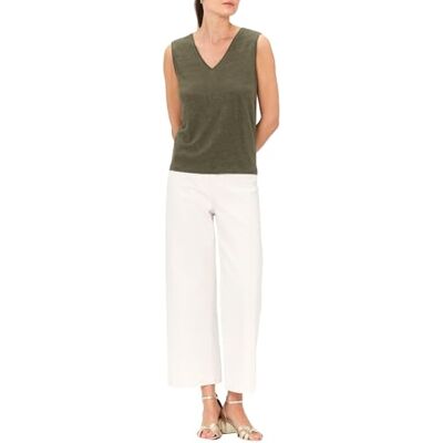 Caroll T-shirt med V-ringning i 100% linne, kaki, XS Caroll T-shirt med V-ringning i 100% linne, kaki, XS