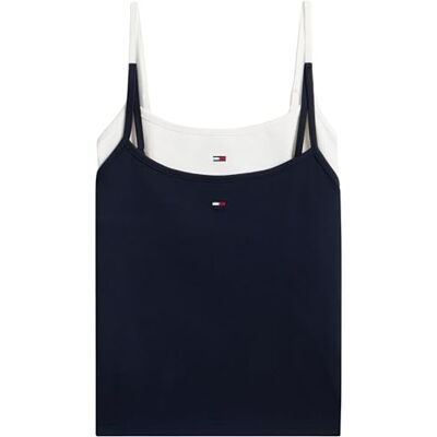 Tommy Jeans dam Tjw 2-pack Essential rem topp Dw0Dw18148 linne multi (Ecru/Dark Night Navy), XXS Tommy Jeans dam Tjw 2-pack Essential rem topp Dw0Dw18148 linne multi (Ecru/Dark Night Navy), XXS
