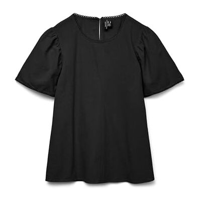 VERO MODA Vmpretty Ss Top WVN Ga Noos, svart, S VERO MODA Vmpretty Ss Top WVN Ga Noos, svart, S