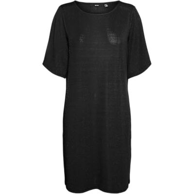VERO MODA VMKANVA 2/4 glitter teklänning JRS, Svart/detalj: silver Lurex, XS VERO MODA VMKANVA 2/4 glitter teklänning JRS, Svart/detalj: silver Lurex, XS