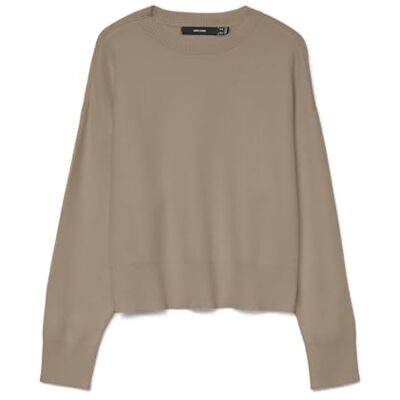 VERO MODA Vmgold Art LS O-Neck pullover tröja, Silver Mink, L, Silver Mink, L VERO MODA Vmgold Art LS O-Neck pullover tröja, Silver Mink, L, Silver Mink, L