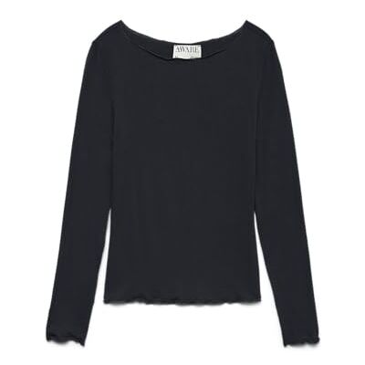 VERO MODA Awglesha Ls Boatneck topp Noos, svart, S VERO MODA Awglesha Ls Boatneck topp Noos, svart, S