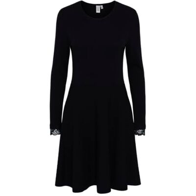 YAS Dam becco L/S stickad klänning, svart, L YAS Dam becco L/S stickad klänning, svart, L