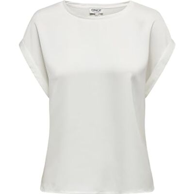ONLY Onllieke S/S satin mix topp WVN Noos kortärmad blus, Vit, S ONLY Onllieke S/S satin mix topp WVN Noos kortärmad blus, Vit, S