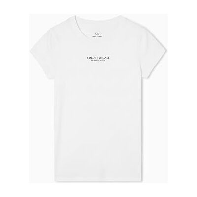Giorgio Armani Short Sleeve Milano New York framsida logo T-shirt, vit optisk, L dam, Optisk vit., L Giorgio Armani Short Sleeve Milano New York framsida logo T-shirt, vit optisk, L dam, Optisk vit., L