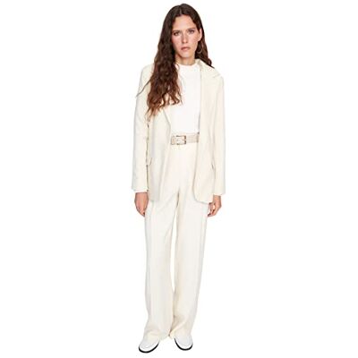 Trendyol Dam vanlig basic enkel väv blazer rock, Beige, 42 Trendyol Dam vanlig basic enkel väv blazer rock, Beige, 42