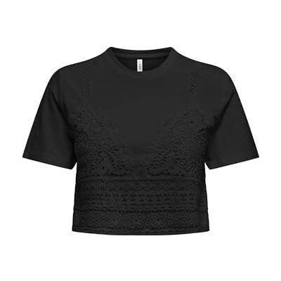 ONLY Onlbetsy Life S/S O-Neck Mix Top JRS, svart, L ONLY Onlbetsy Life S/S O-Neck Mix Top JRS, svart, L