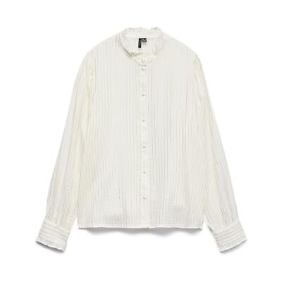 VERO MODA Vmbumpy Ls Glitter Frill Shirt WVN Noos, Snövit, L VERO MODA Vmbumpy Ls Glitter Frill Shirt WVN Noos, Snövit, L