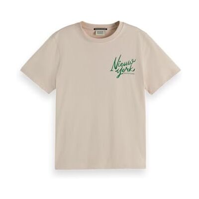 Scotch & Soda dam-t-shirt, bröstkonst, vanlig t-shirt, Ljus Calico, XL Scotch & Soda dam-t-shirt, bröstkonst, vanlig t-shirt, Ljus Calico, XL