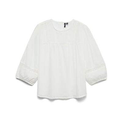 VERO MODA Vmtrine 3/4 Lace Top WVN Ga Noos, Snövit, S VERO MODA Vmtrine 3/4 Lace Top WVN Ga Noos, Snövit, S
