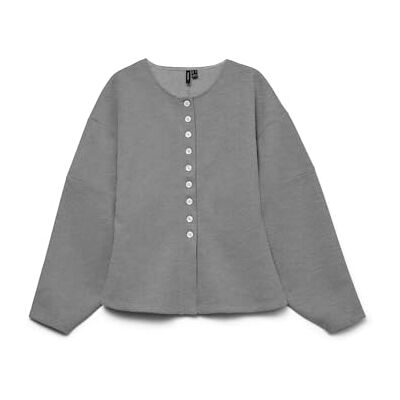 VERO MODA Vmklea Ls O-Neck Cardigan JRS Ga, Medium grå melerad, M VERO MODA Vmklea Ls O-Neck Cardigan JRS Ga, Medium grå melerad, M