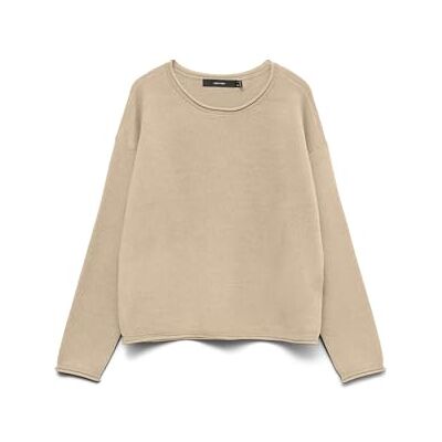 VERO MODA Vmsaba Roll Ls O-hals tröja Ga Noos, abbey stone, XL VERO MODA Vmsaba Roll Ls O-hals tröja Ga Noos, abbey stone, XL
