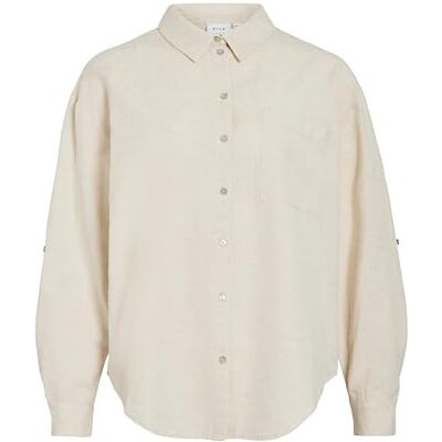 Vila Viprisilla L/S skjorta, Super Light Natural Melan, 40 Vila Viprisilla L/S skjorta, Super Light Natural Melan, 40