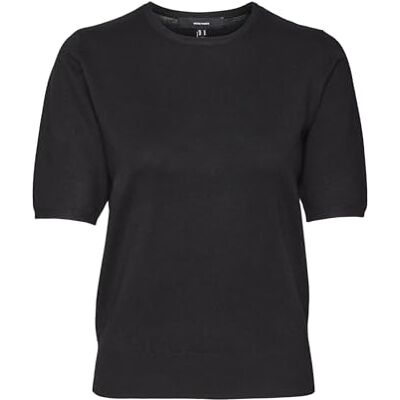 VERO MODA dam Vmsilje 2/4 O-hals tröja Ga Noos tröja (1-pack), svart, S VERO MODA dam Vmsilje 2/4 O-hals tröja Ga Noos tröja (1-pack), svart, S