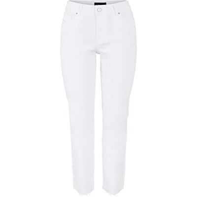 PIECES Dam Pcluna Straight Mw ANK Bwh Noos Cp Bc jeans, Ljus vit, 26W / 30L PIECES Dam Pcluna Straight Mw ANK Bwh Noos Cp Bc jeans, Ljus vit, 26W / 30L