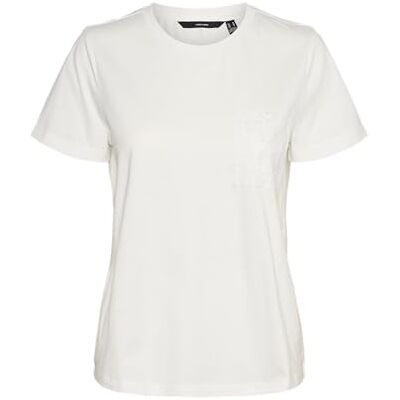 VERO MODA VMHANNE Francis SS TOP Box JRS GA, Snövit/detalj: bröst, M VERO MODA VMHANNE Francis SS TOP Box JRS GA, Snövit/detalj: bröst, M